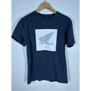 Honda Fox Racing Shirt Mens Small Black Wing Logo Graphic Motocross MX Tee Biker